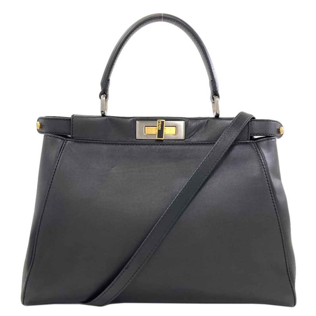 Fendi Peekaboo 2-Way Handbag, Calfskin, Women's FENDI: --- Catalog ---Category: SizeSize (HxWxD): 26cm x 34cm x 11cm / 10.23'' x 13.38'' x 4.33''Strap Length: 100cm - 134cm / 39.36'' - 52.75''Handle Length: 31cm / 12.2''Category: DesignType: HandbagColor: