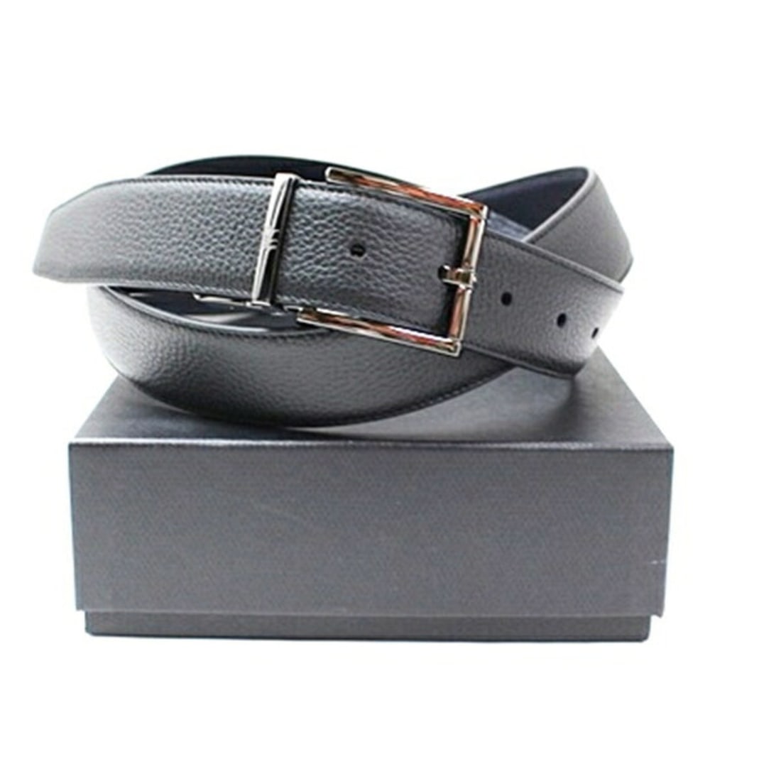 Dunhill Reversible Leather Belt, Black/Navy, Total Length 134cm, Waist 108.5-118.5cm (5-step: --- Catalog ---Category: SizeWidth: 3.5cm / 1.37''Length: 134cm / 52.75''Category: DesignType: Standard beltColor: Black, NavyGender: Men,WomenMaterial (Strap): Leather Category: GeneralBrand: Dunhill