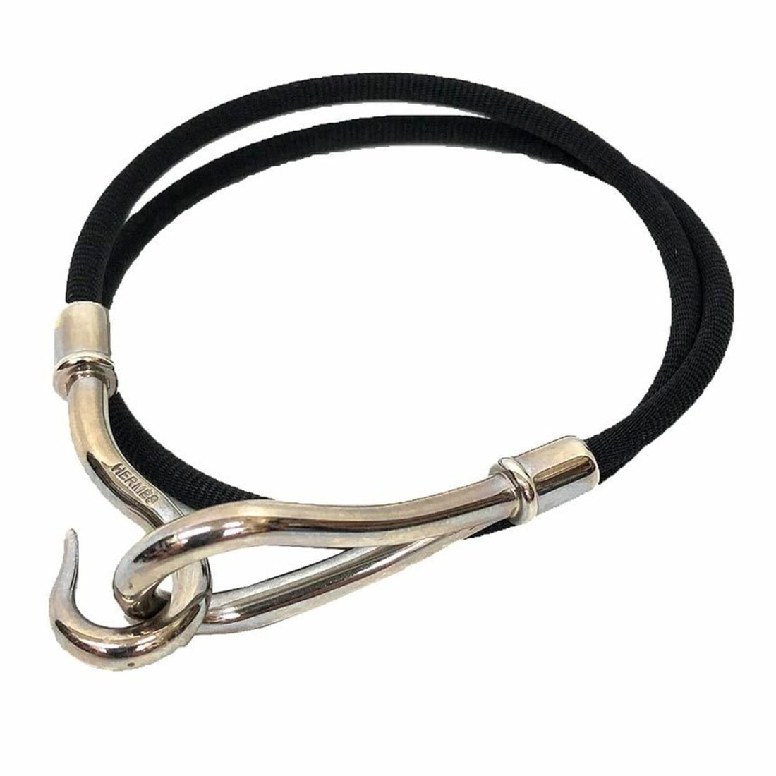 Hermes Jumbo Choker Double Bracelet Cotton Cord Men's Women's Black x (1 of 13)