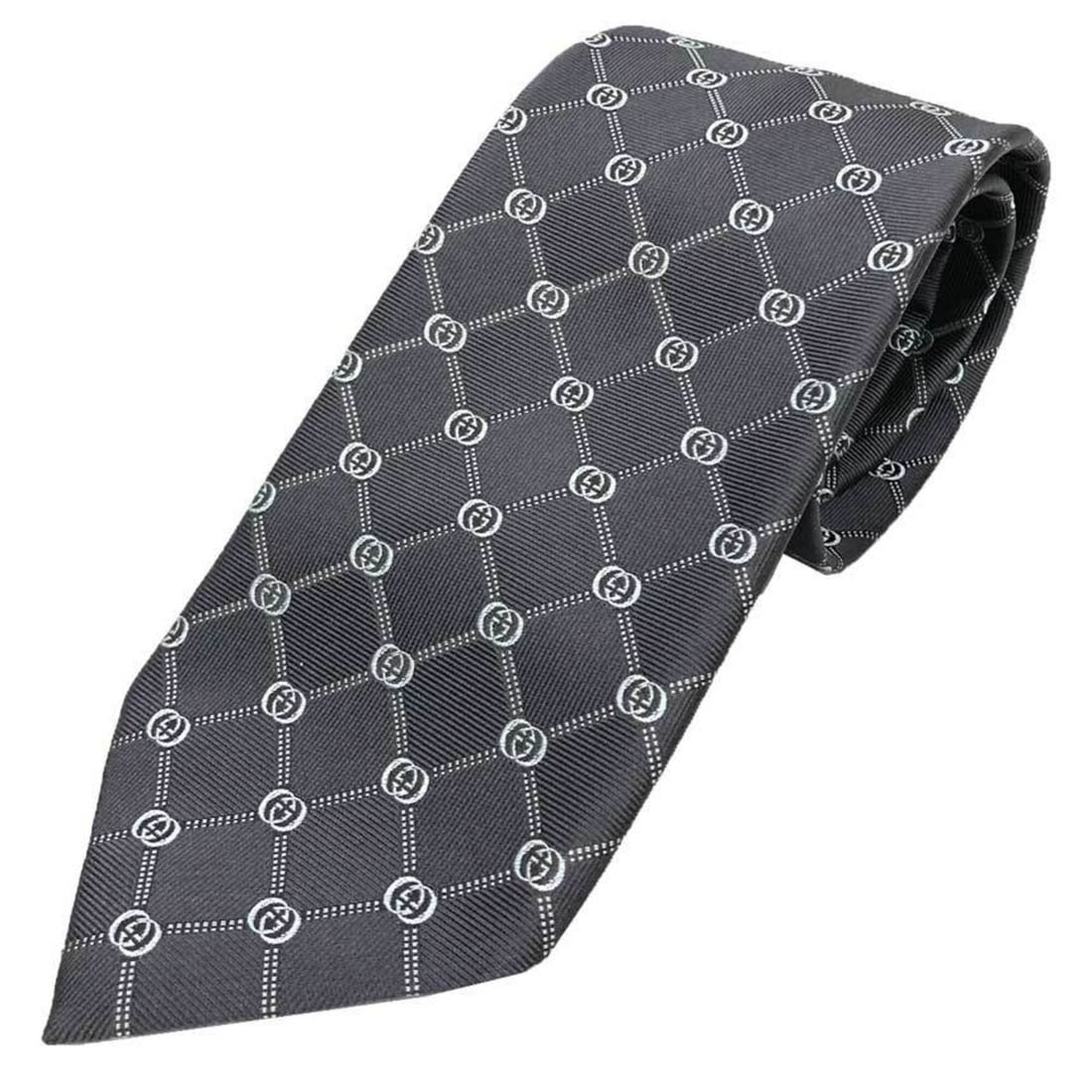 GUCCI tie, Interlocking G GG pattern, silk, gray, men's.: --- Catalog ---Category: SizeWidth: 8cm / 3.14''Category: DesignType: CravatColor: GrayGender: MenMaterial: Silk 100%Category: GeneralBrand: GucciCountry of Origin: Italy--- Item List ---Section: Cond