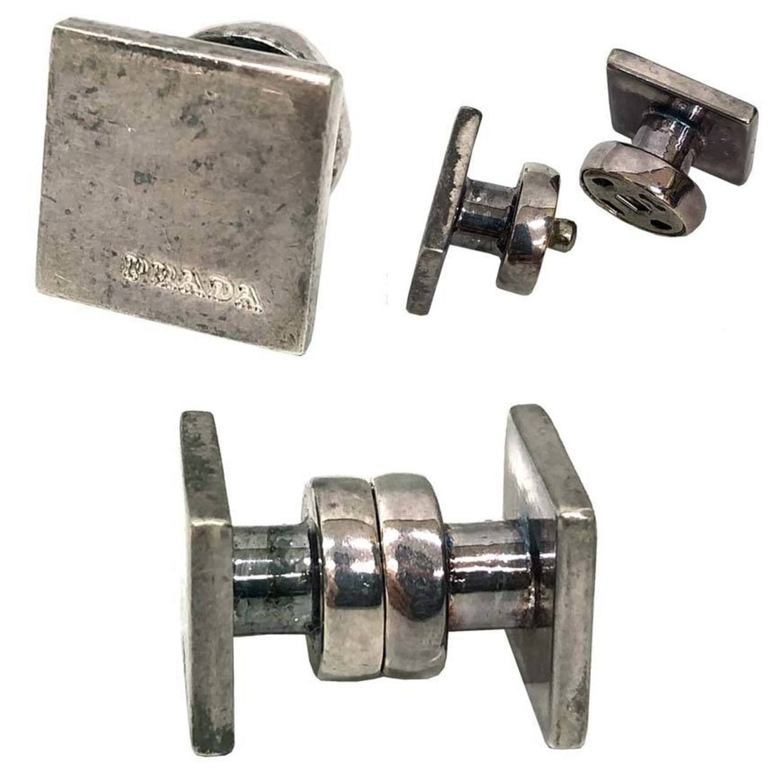 PRADA Cufflinks for Men, Silver - 3