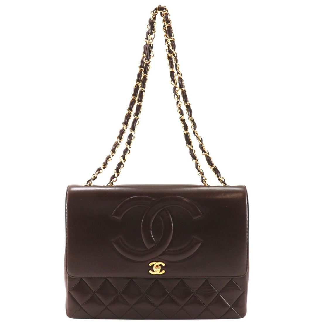 Chanel Big Matelasse 34 Shoulder Bag, Chain Strap, Coco Mark, Lambskin, Brown, Crossbody, A4 Size,: --- Catalog ---Category: SizeSize (HxWxD): 24cm x 34cm x 10cm / 9.44'' x 13.38'' x 3.93''Category: DesignType: Shoulder bagColor: BrownGender: WomenMaterial: Leather Leather/Fur Type: LambskinCategory