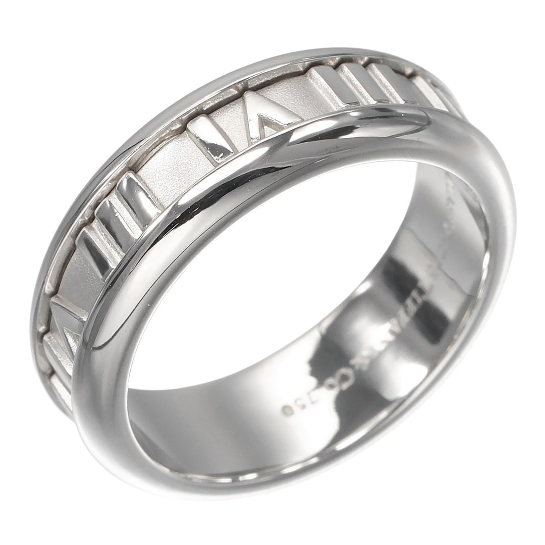 Tiffany & Co. Atlas Ring, Size 16, 18K White Gold, Approx. 11.6g (1 of 11)