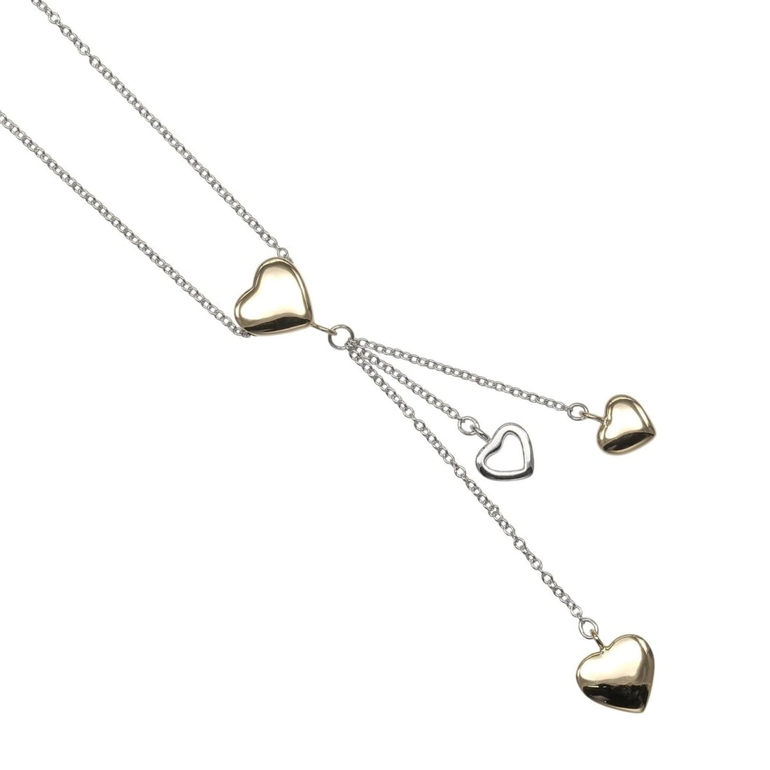 Tiffany & Co. Multi Heart Necklace, 18K White Gold (YG), Approx. 6.52g.: --- Catalog ---Category: SizePendant Size: 57mm / 2.24''Neck Circumference: 40 cm / 15.74''Category: DesignGender: WomenMaterial: White gold (18K), Yellow gold (18K)Necklace Type: NecklaceCategory: Ge