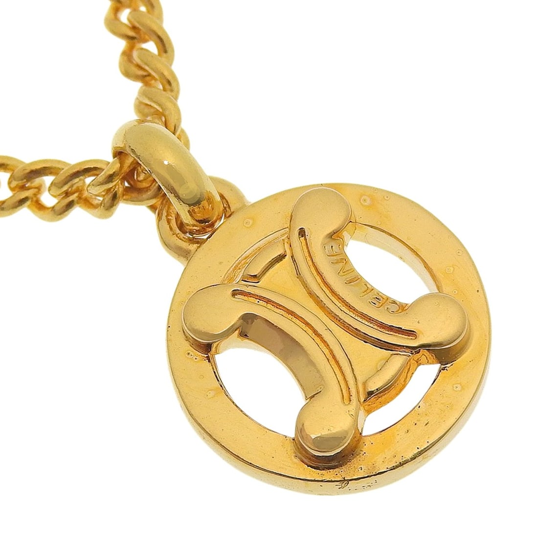 Celine Triomphe Necklace, Gold Plated, Approx. 14.7g, Women's: --- Catalog ---Category: SizePendant Size: 23mm x 16mm / 0.9'' x 0.62''Neck Circumference: 43 cm / 16.92''Category: DesignGender: WomenNecklace Type: NecklaceCategory: GeneralBrand: Celine--- Item Lis