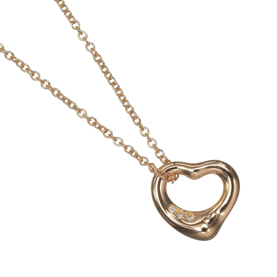 Tiffany & Co. Open Heart Necklace, 18K Pink Gold, Diamond, Approx. 2.84g: --- Catalog ---Category: SizePendant Size: 10.3mm x 11mm / 0.4'' x 0.43''Neck Circumference: 40 cm / 15.74''Category: DesignStone: DiamondGender: WomenMaterial: Pink gold (18K)Necklace Type: NecklaceC
