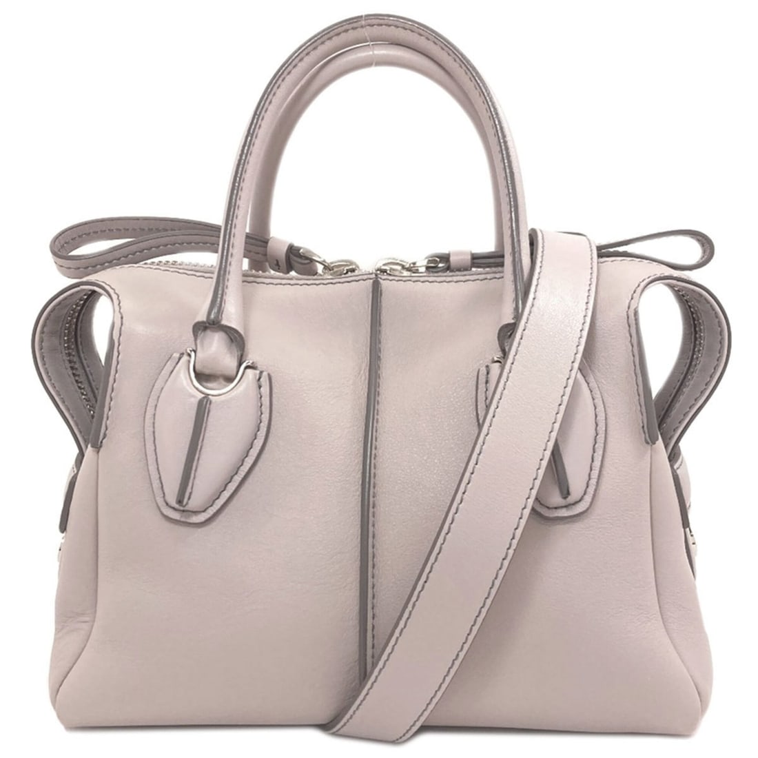 Tod's D-Styling 2-Way Leather Handbag for Women: --- Catalog ---Category: SizeSize (HxWxD): 18.5cm x 19cm x 12.5cm / 7.28'' x 7.48'' x 4.92''Category: DesignType: HandbagColor: GrayGender: WomenMaterial: Leather Category: GeneralBrand: Tod's--- Item