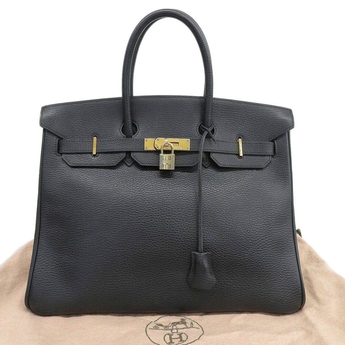 Hermes Birkin 35 ?F stamp handbag, Ardennes leather, black, gold-plated hardware.: --- Catalog ---Category: SizeSize (HxWxD): 25cm x 35cm x 18cm / 9.84'' x 13.77'' x 7.08''Category: DesignType: HandbagColor: BlackGender: WomenMaterial: Ardennes leather Category: GeneralBrand: Hermes