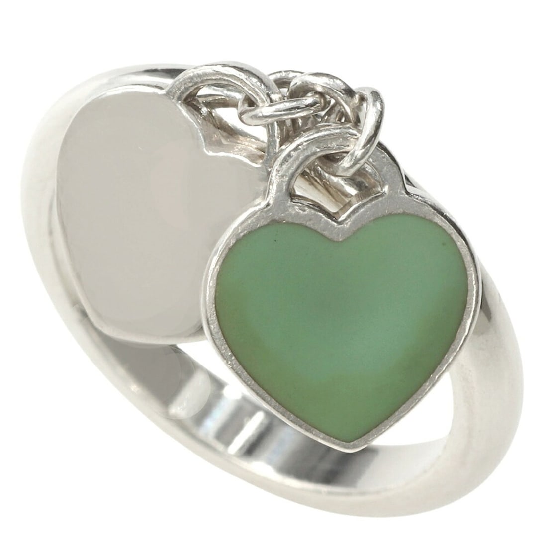 Tiffany & Co. Return to Double Heart Ring, SV925, light blue resin, approximately 4.9g, size 12.: --- Catalog ---Category: SizeJP Size: 12US Size: 6.5Category: DesignType: Band ringColor: Blue, Light blue, SilverGender: WomenMaterial: Silver 925Category: GeneralBrand: Tiffany--- Item List ---Secti