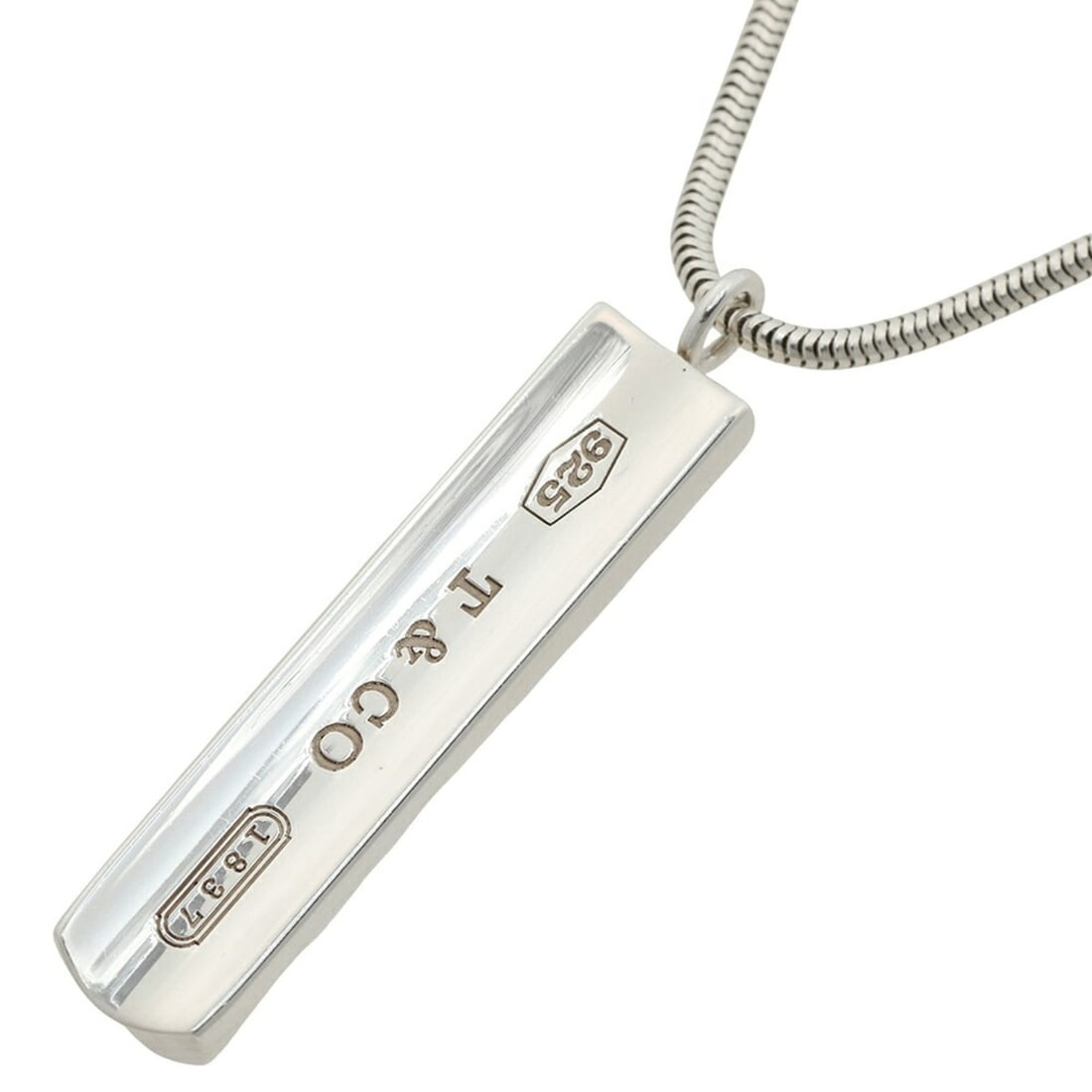 Tiffany & Co. Necklace, approximately 13.3g, 1837, SV925 sterling silver, bar design, stylish.: --- Catalog ---Category: SizePendant Size: 40mm x 8mm / 1.57'' x 0.31''Neck Circumference: 46 cm / 18.11''Category: DesignColor: SilverGender: Women,MenMaterial: Silver 925Necklace Type: NecklaceCateg