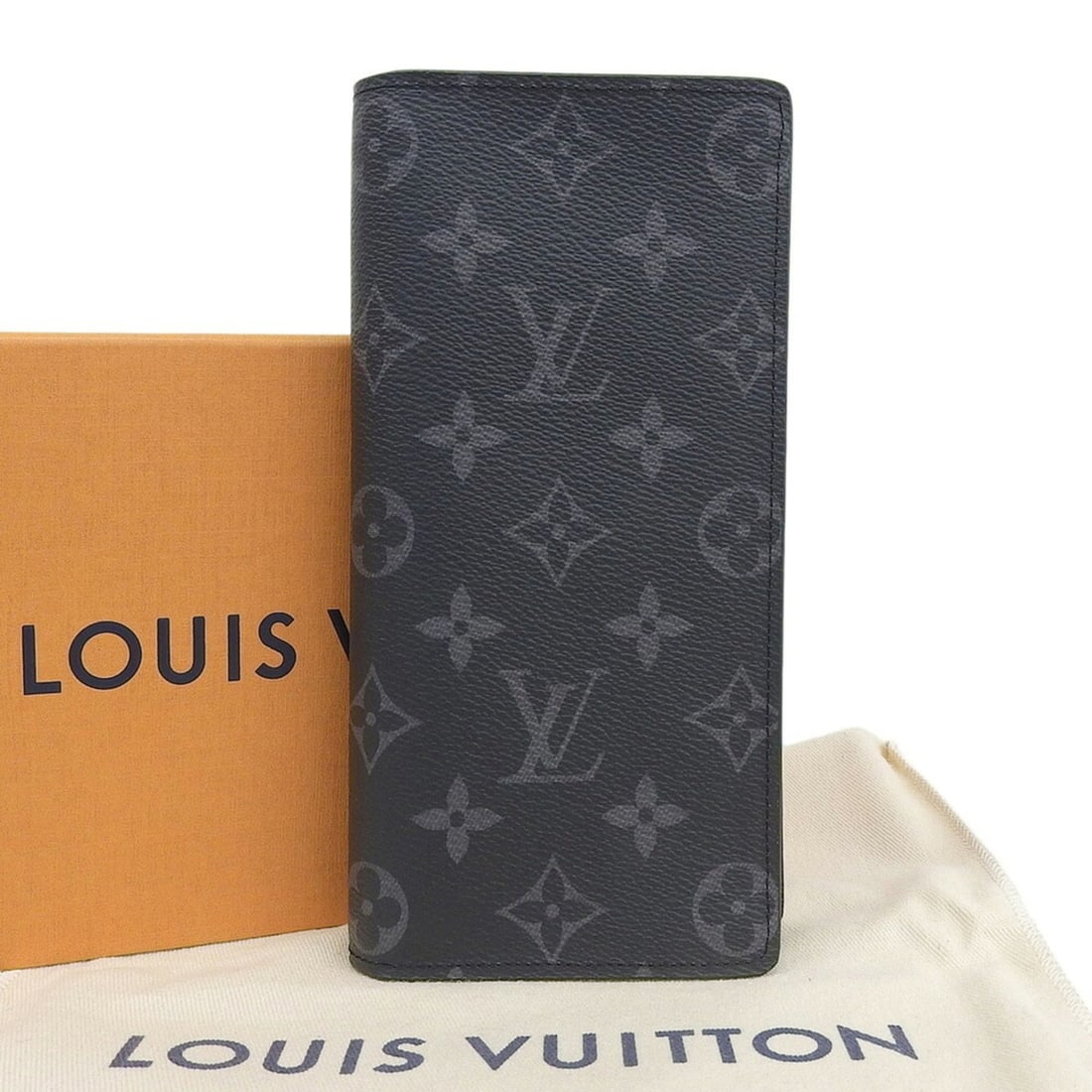 Louis Vuitton Monogram Eclipse Portefeuille Brazza M61697 Bi-fold Long Wallet (1 of 18)