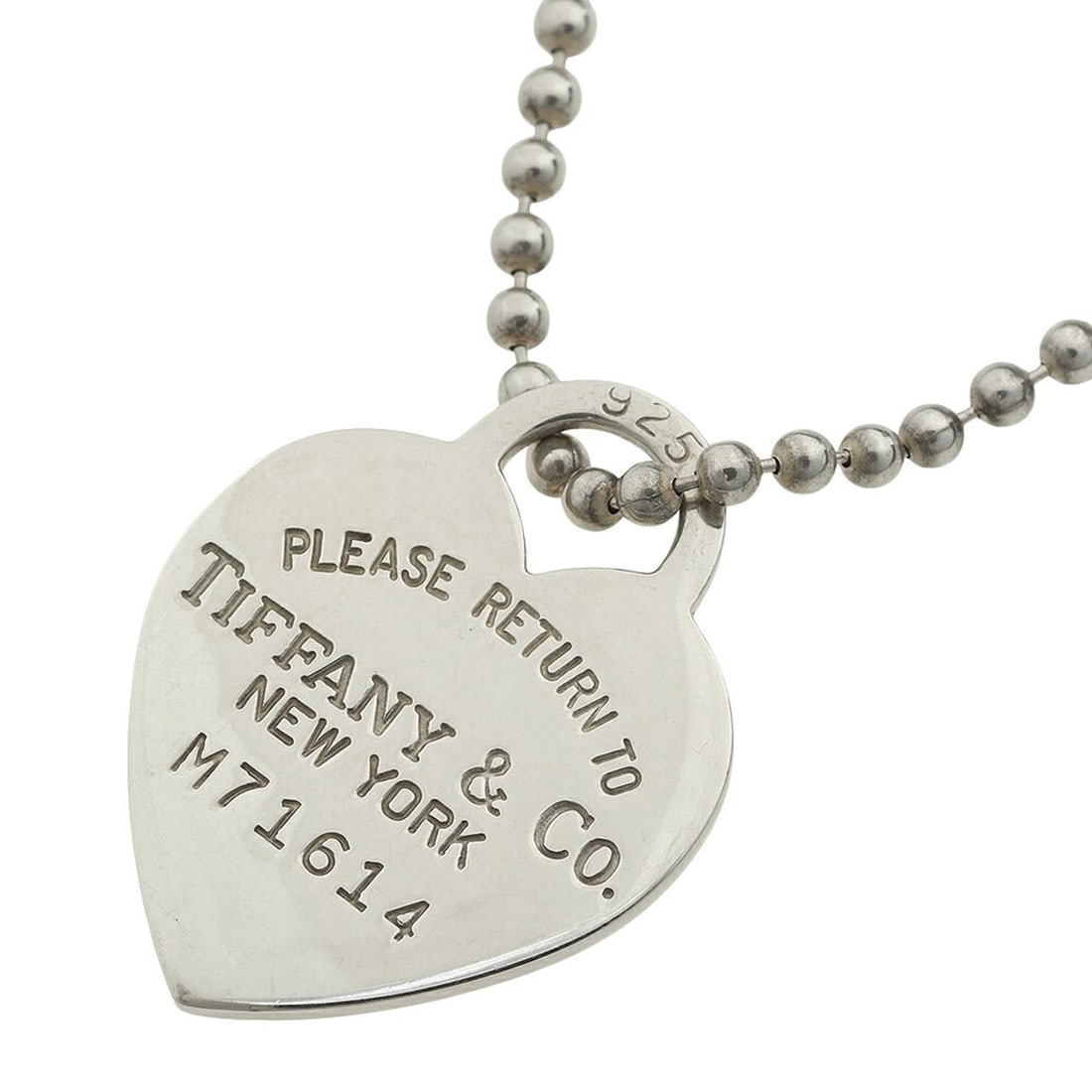Tiffany & Co. Return to Necklace, Sterling Silver 925, Long Ball Chain, Approx. 22.9g: --- Catalog ---Category: SizePendant Size: 30mm x 23mm / 1.18'' x 0.9''Neck Circumference: 87 cm / 34.25''Category: DesignColor: SilverGender: WomenMaterial: Silver 925Necklace Type: NecklaceCategory: