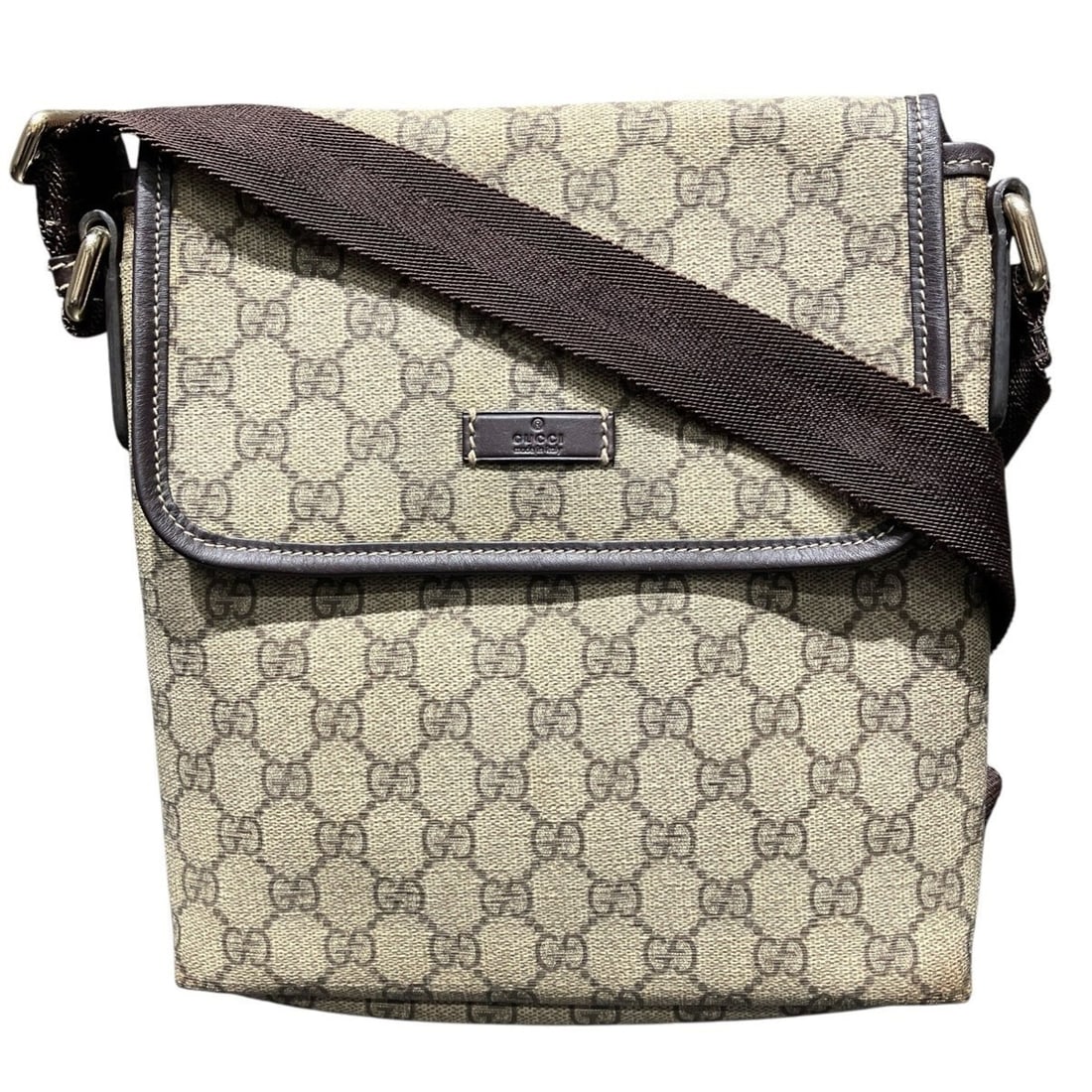 Gucci GG Supreme Leather Shoulder Bag 223666: --- Catalog ---Category: SizeSize (HxWxD): 25cm x 22cm x 4cm / 9.84'' x 8.66'' x 1.57''Category: DesignType: Shoulder bagColor: Beige, BrownGender: WomenMaterial: PVC , Leather Category: GeneralMPN: 2
