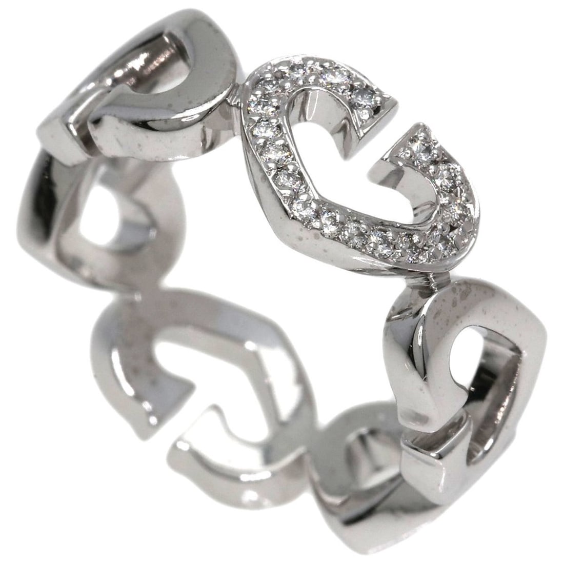 Cartier C Heart Diamond Ring #50, 18K White Gold, Women's. (1 of 10)