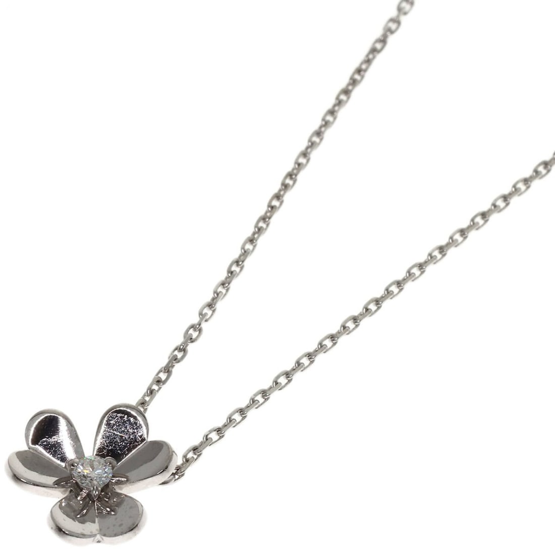 Van Cleef & Arpels Frivole Mini Diamond Necklace, 18K White Gold, Women's.: --- Catalog ---Category: SizePendant Size: 10.2mm x 11.2mm / 0.4'' x 0.44''Neck Circumference: 40.5 cm / 15.94''Category: DesignGender: WomenMaterial: White gold (18K)Necklace Type: NecklaceCategory: 