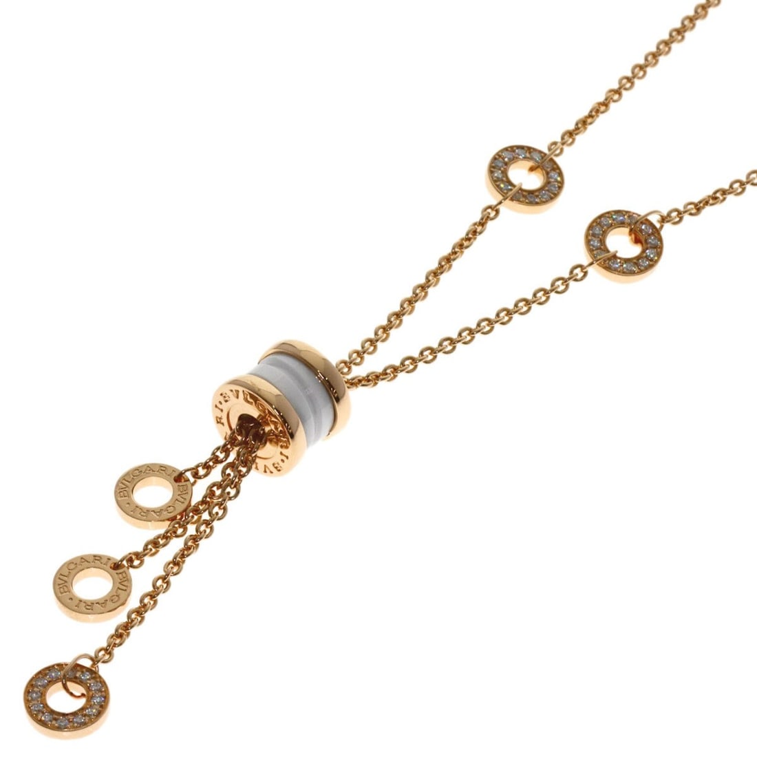 BVLGARI B-zero1 Element Diamond Necklace 18K Pink Gold Women's: --- Catalog ---Category: SizePendant Size: 48mm x 10.4mm / 1.88'' x 0.4''Neck Circumference: 45 cm / 17.71''Category: DesignGender: WomenMaterial: Pink gold (18K)Necklace Type: NecklaceCategory: Gener