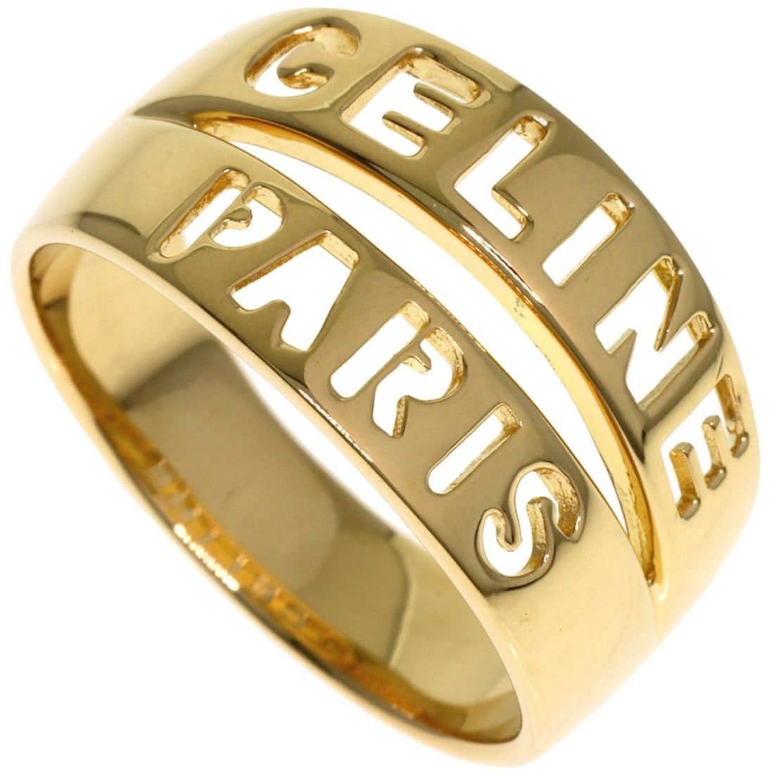 Celine Logo Ring - 18K Yellow Gold Women's: --- Catalog ---Category: SizeJP Size: 12.5US Size: 6.5Category: DesignType: Band ringGender: WomenMaterial: Yellow gold (18K)Category: GeneralBrand: Celine--- Item List ---Section: ConditionRanking: R