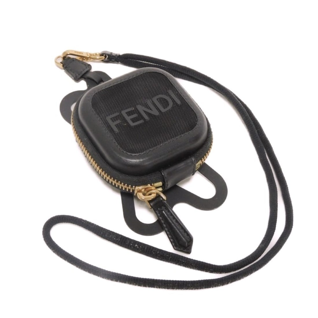 Fendi FENDI Smartphone Case Phone Holder Pouch iPhone Mesh Calf Rubber Zipper Neck Strap 2-Way Logo: --- Catalog ---Category: DesignType: Neck strapColor: BlackCategory: GeneralBrand: FendiCountry of Origin: ItalyCategory: Physical PropertiesSize (HxWxD): 15.00mm x 8.00mm x 3.50mm / 0.59'' x 0.31'' x