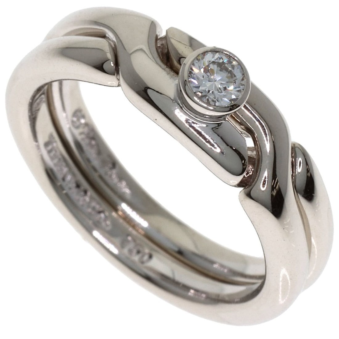 Tiffany & Co. 1P Diamond Ring, 18K White Gold, Women's.: --- Catalog ---Category: SizeJP Size: 6.5US Size: 3.5Category: DesignType: Band ringStone: DiamondGender: WomenMaterial: White gold (18K)Category: GeneralBrand: Tiffany--- Item List ---Section: Condit