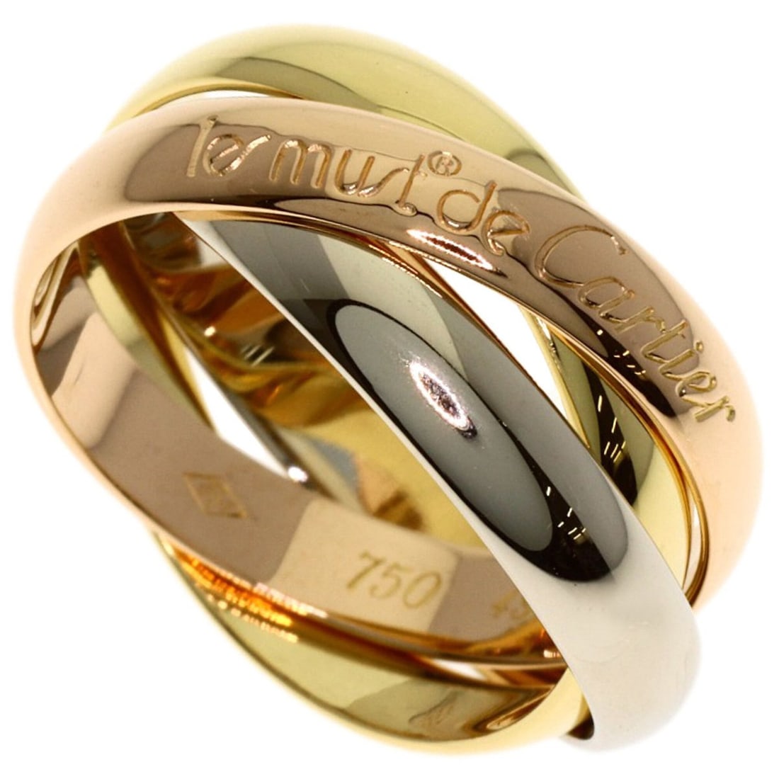 Cartier Trinity #49 Ring - 18K Yellow Gold/18K Pink White Gold Women's CARTIER: --- Catalog ---Category: SizeJP Size: 9US Size: 5Category: DesignType: Band ringGender: WomenMaterial: Pink gold (18K), White gold (18K), Yellow gold (18K)Category: GeneralBrand: Cartier--- Item List 