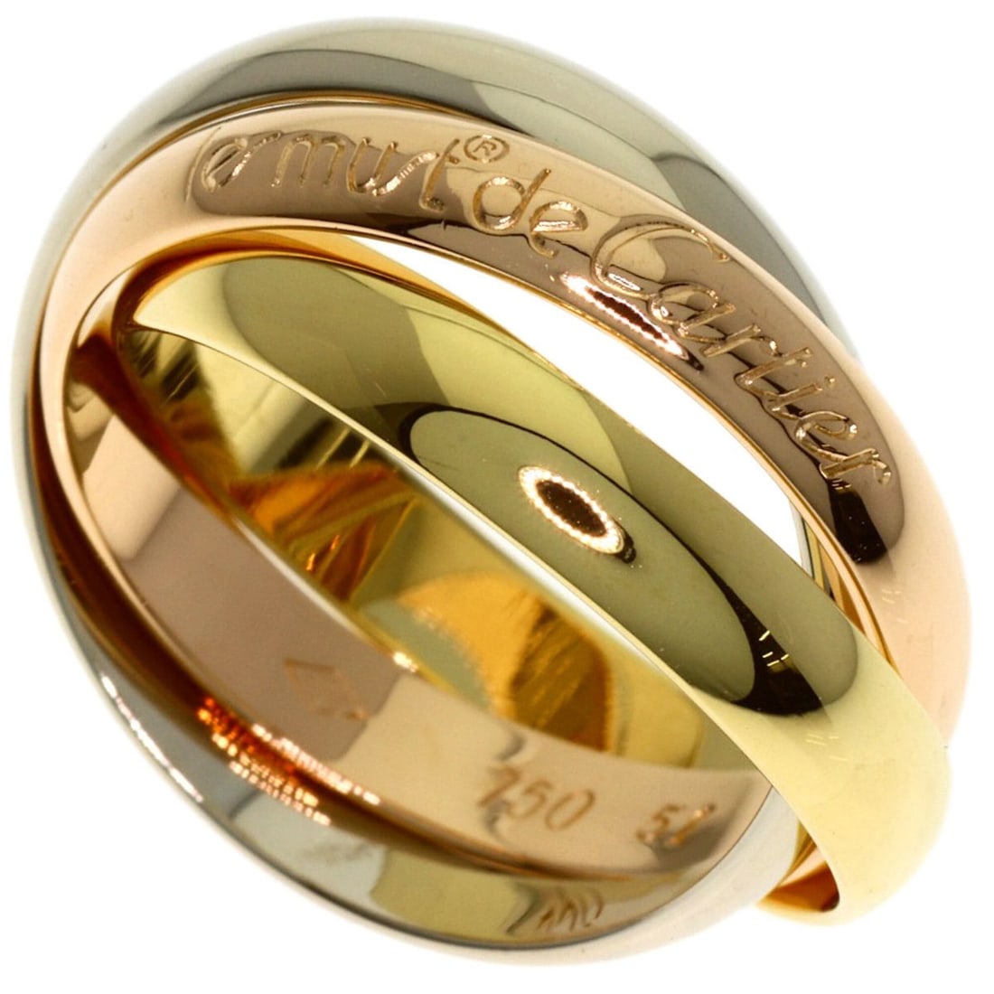 Cartier Trinity #51 Ring - 18K Yellow Gold/18K Pink White Gold Women's CARTIER: --- Catalog ---Category: SizeJP Size: 11US Size: 6Category: DesignType: Band ringGender: WomenMaterial: Pink gold (18K), White gold (18K), Yellow gold (18K)Category: GeneralBrand: Cartier--- Item List