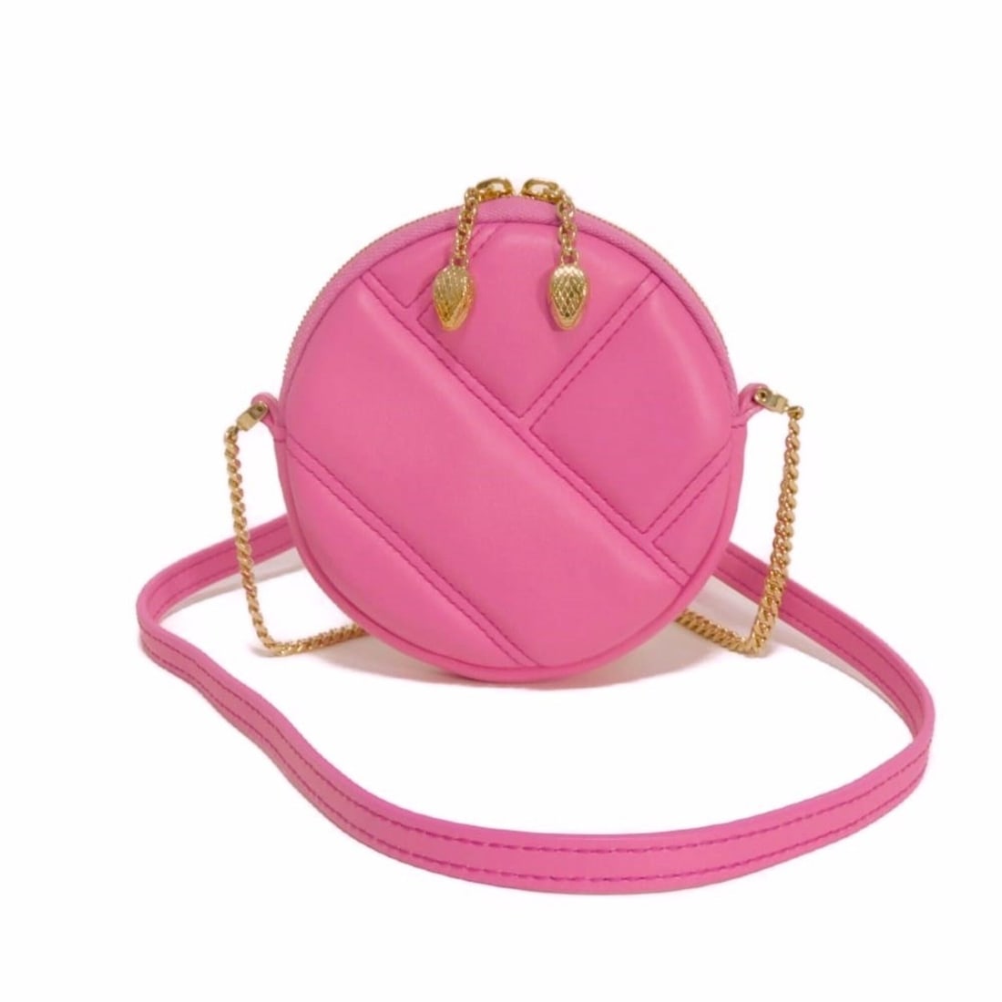 BVLGARI Serpenti Cabochon Micro Pouch Round Mini Chain Shoulder Bag with RFID IC, Pink, 292256,: --- Catalog ---Category: SizeSize (HxWxD): 11cm x 11cm x 2.5cm / 4.33'' x 4.33'' x 0.98''Category: DesignType: Pochette, Pouch, Shoulder bagColor: Pink, Red colorGender: WomenCategory: GeneralMPN: 292