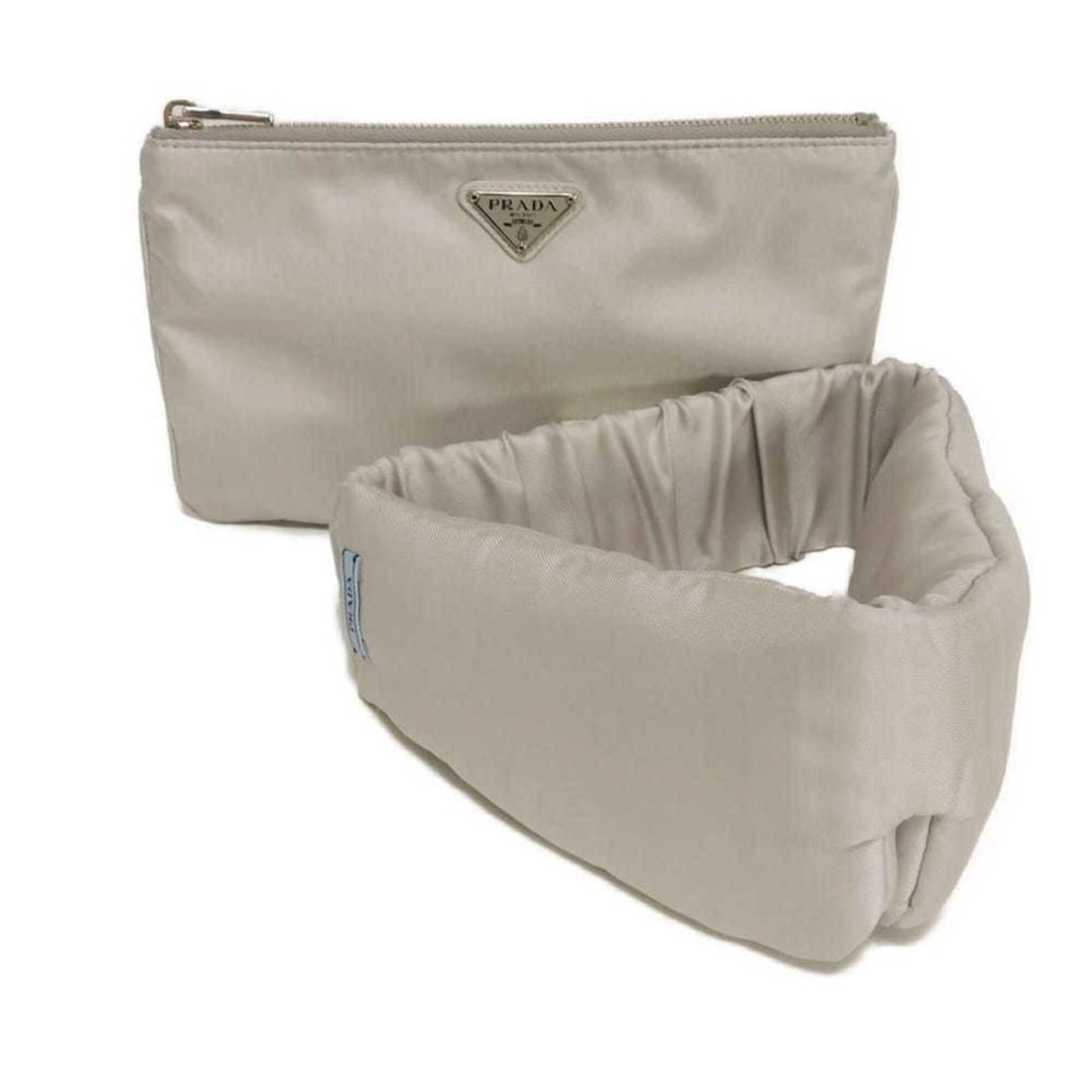 Prada PRADA Pouch Eye Mask Twill Fabric Storage RFID IC Chip Triangle Logo Silk 1RT004 Men's Women's (1 of 15)