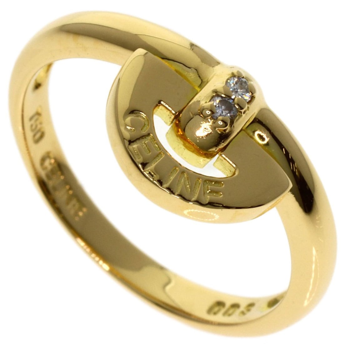 Celine Logo Diamond Ring - 18K Yellow Gold Women's: --- Catalog ---Category: SizeJP Size: 11.5US Size: 6Category: DesignType: Band ringGender: WomenMaterial: Yellow gold (18K)Category: GeneralBrand: Celine--- Item List ---Section: ConditionRanking: Ran