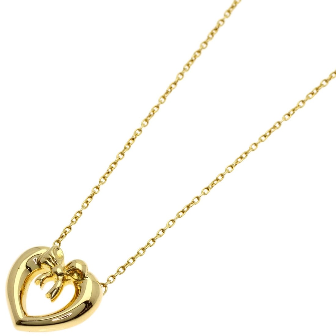 Tiffany & Co. Heart with Bow Necklace, 18K Yellow Gold, Women's.: --- Catalog ---Category: SizePendant Size: 11.7mm x 12.6mm / 0.46'' x 0.49''Neck Circumference: 48 cm / 18.89''Category: DesignGender: WomenMaterial: Yellow gold (18K)Necklace Type: NecklaceCategory: 