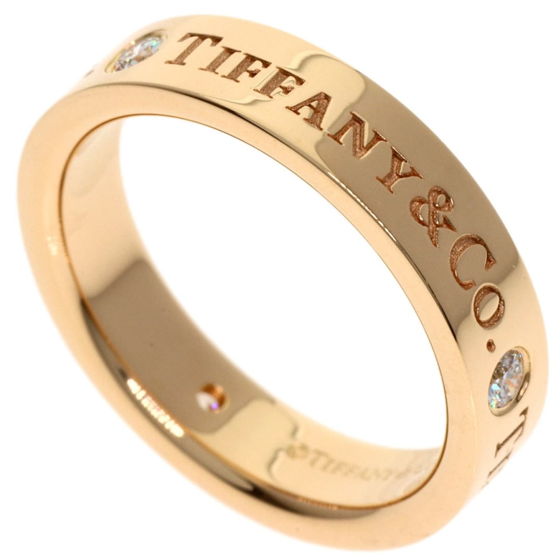 Tiffany & Co. Flat Band 3-Diamond Ring, 18K Pink Gold, Women's.: --- Catalog ---Category: SizeJP Size: 6US Size: 3.5Category: DesignType: Band ringStone: DiamondGender: WomenMaterial: Pink gold (18K)Category: GeneralBrand: Tiffany--- Item List ---Section: Condition