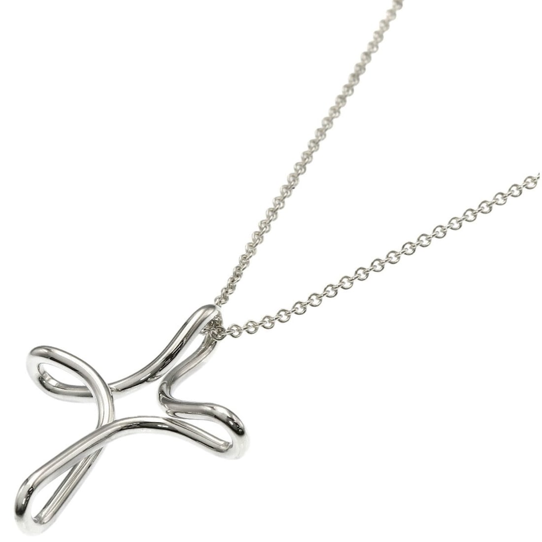 Tiffany & Co. Open Cross Necklace, Silver, Women's.: --- Catalog ---Category: SizePendant Size: 35.9mm x 28mm / 1.41'' x 1.1''Neck Circumference: 46 cm / 18.11''Category: DesignGender: WomenMaterial: SilverNecklace Type: NecklaceCategory: GeneralBrand: 