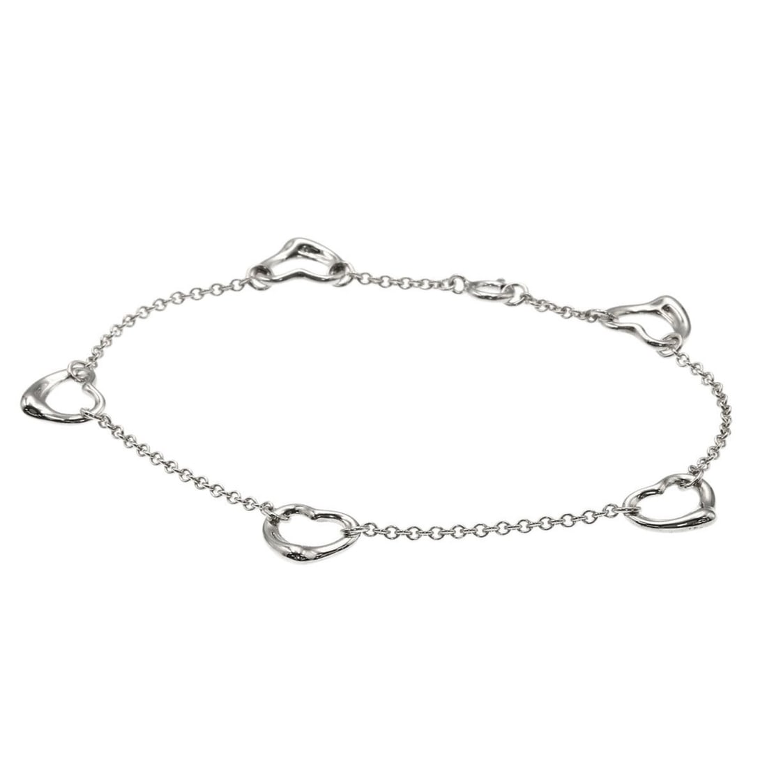 Tiffany & Co. 5P Open Heart Bracelet, Silver, Women's.: --- Catalog ---Category: SizeLength: 18.5cm / 7.28''Category: DesignType: Charm braceletGender: WomenMaterial: SilverCategory: GeneralBrand: Tiffany--- Item List ---Section: ConditionRanking: Rank A U