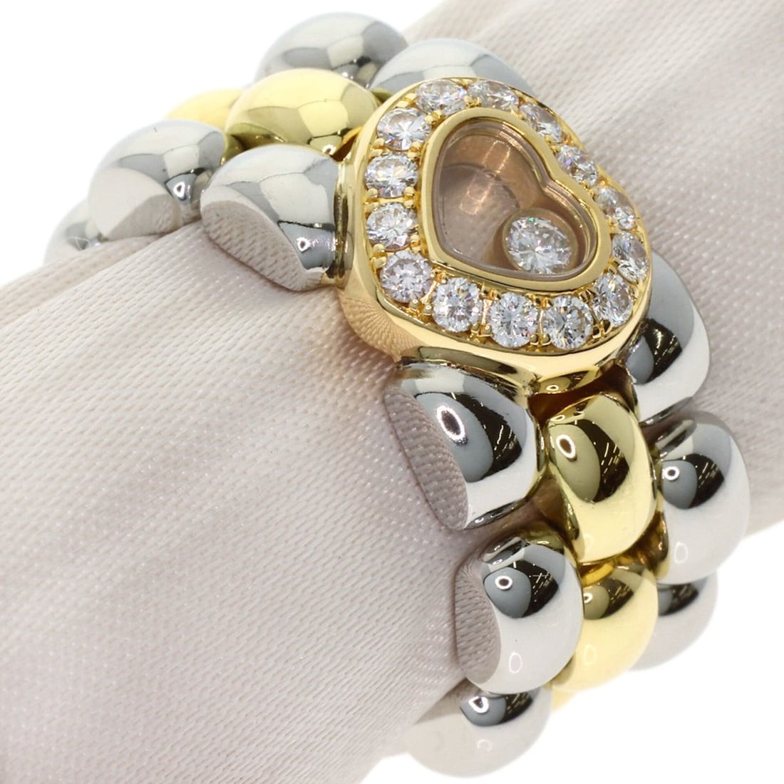 Chopard Happy Diamonds Ring - 18K Yellow Gold/Stainless Steel Women's: --- Catalog ---Category: SizeJP Size: 12US Size: 6.5Category: DesignType: Band ringStone: DiamondGender: WomenMaterial: Stainless steel, Yellow gold (18K)Category: GeneralBrand: Chopard--- Item List -