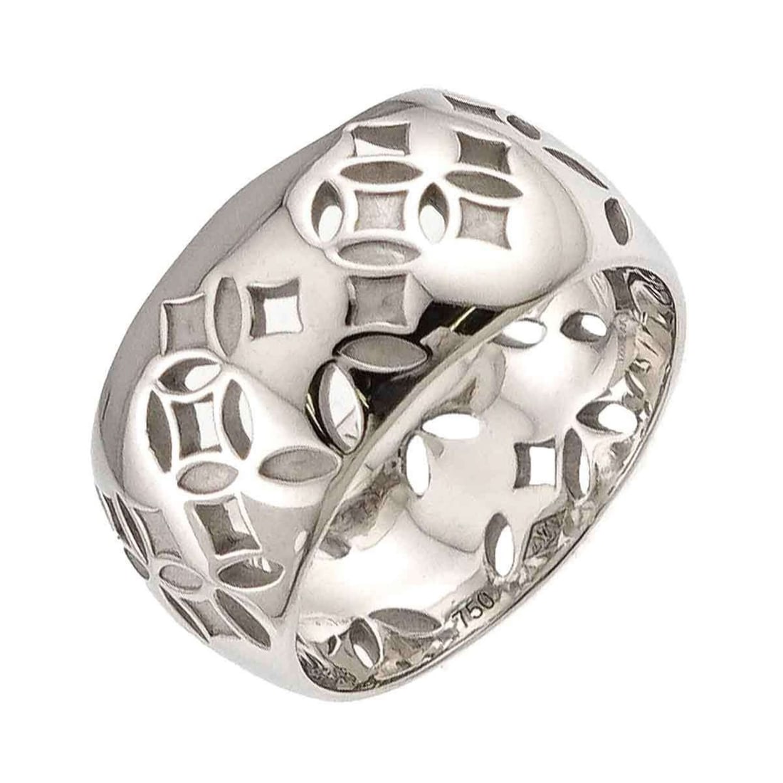 Louis Vuitton Petite Bague Galea Ring #47, 18K WG (White Gold 750): --- Catalog ---Category: SizeWidth: 8.8mm / 0.35''Weight: 5.5g / 0.19oz.JP Size: 7.5US Size: 4Category: DesignType: Band ringGender: WomenMaterial: White gold (18K)Category: GeneralBrand: Louis Vuitto