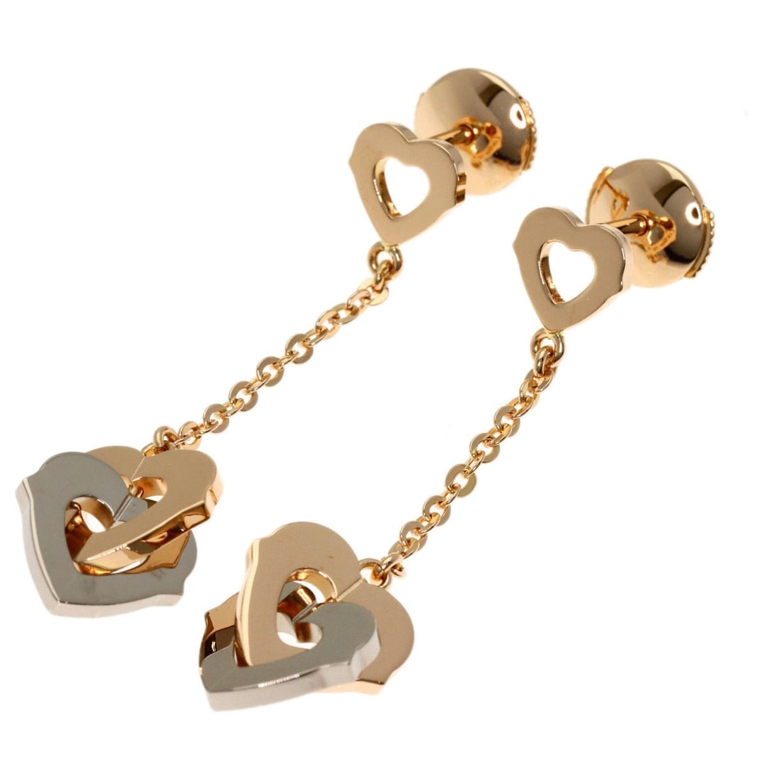 Cartier Double Heart Earrings 18K Pink Gold Women's CARTIER: --- Catalog ---Category: SizeSize (HxWxD): 13.20mm x 10.10mm x 4.60mm / 0.52'' x 0.40'' x 0.18''Category: DesignType: Stud earringsGender: WomenMaterial: Pink gold (18K)Category: GeneralBrand: Cartier