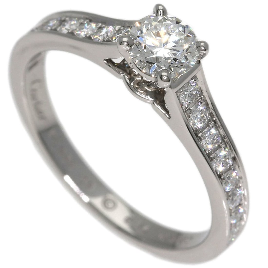 Cartier Solitaire Diamond Ring #49, Platinum PT950, Women's.: --- Catalog ---Category: SizeJP Size: 9US Size: 5Category: DesignType: Band ringStone: DiamondGender: WomenMaterial: Platinum 950Category: GeneralBrand: Cartier--- Item List ---Section: ConditionRanki