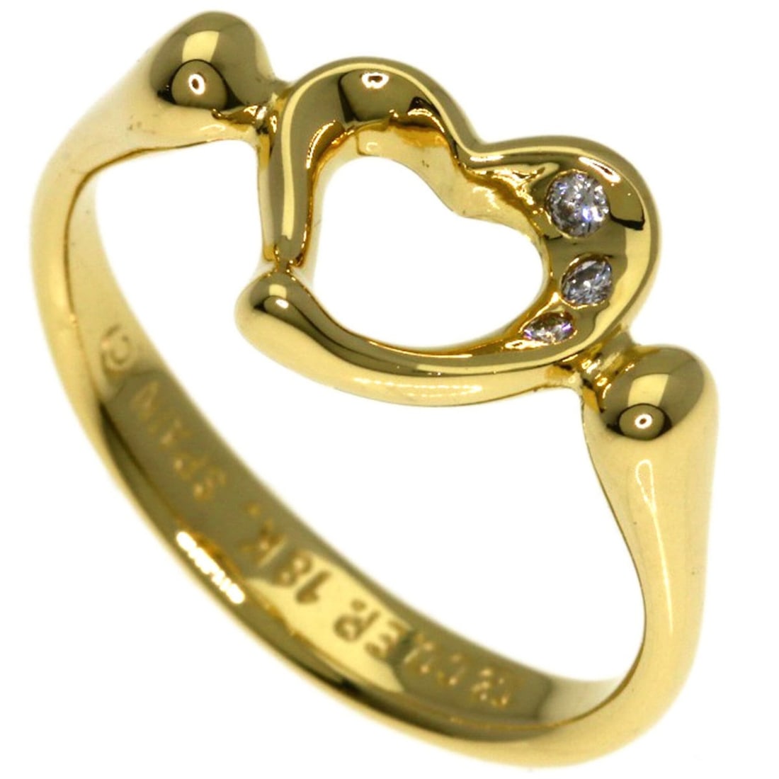 Tiffany & Co. Open Heart Diamond Ring, 18K Yellow Gold, Women's.: --- Catalog ---Category: SizeJP Size: 8US Size: 4.5Category: DesignType: Band ringStone: DiamondGender: WomenMaterial: Yellow gold (18K)Category: GeneralBrand: Tiffany--- Item List ---Section: Conditi
