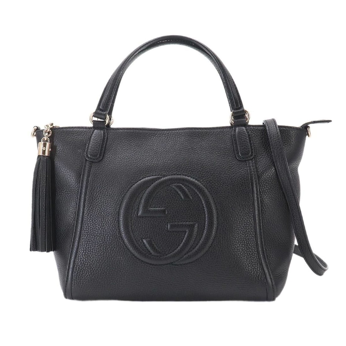 Gucci Soho Interlocking G 2-way Tote Shoulder Handbag, Leather, Black, 369176, Gold Hardware.: --- Catalog ---Category: SizeWeight: 750g / 1.65lb.Size (HxWxD): 22cm x 34.5cm x 13cm / 8.66'' x 13.58'' x 5.11''Strap Length: 111cm - 121cm / 43.7'' - 47.63''Handle Length: 33cm / 12.99''Category: De