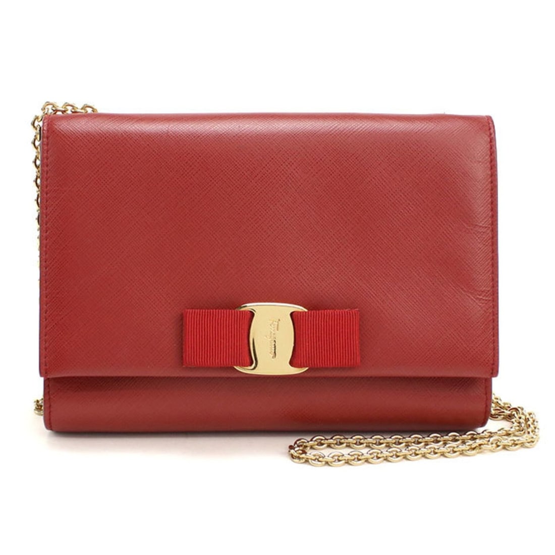 Salvatore Ferragamo FERRAGAMO Ferragamo Shoulder Bag 22 B558 Chain Vara Ribbon Women's Red: --- Catalog ---Category: SizeSize (HxWxD): 14cm x 19cm x 4cm / 5.51'' x 7.48'' x 1.57''Category: DesignType: Shoulder bagColor: Red colorGender: WomenMaterial: Leather Hardware Color: GoldLeather/Fur 