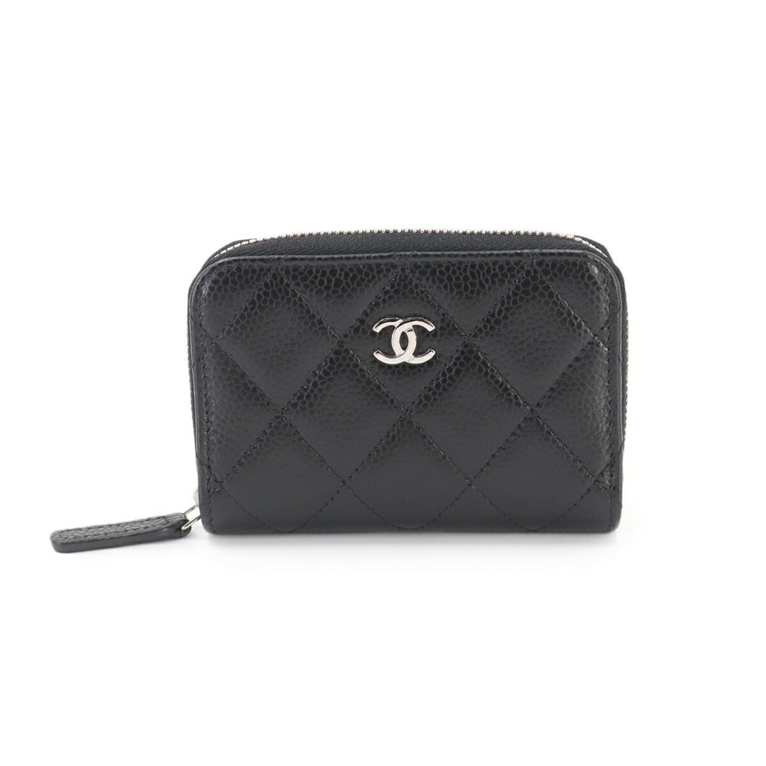 Chanel Matelassé Coin Purse, Black Caviar Leather, Coco Mark, AP0216, Silver Hardware: --- Catalog ---Category: SizeWeight: 80g / 2.82oz.Size (HxWxD): 7.5cm x 10.5cm x 2cm / 2.95'' x 4.13'' x 0.78''Category: DesignType: Coin purse/coin caseColor: BlackGender: WomenMaterial: Grained Calf