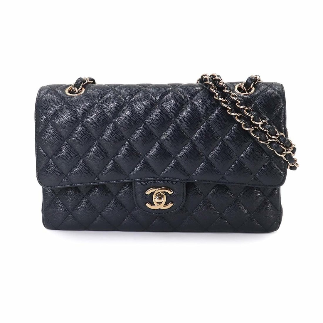 Chanel Matelasse 25 Chain Shoulder Handbag, Caviar Leather, Navy, A01112, Gold Hardware, Coco Mark. (1 of 10)