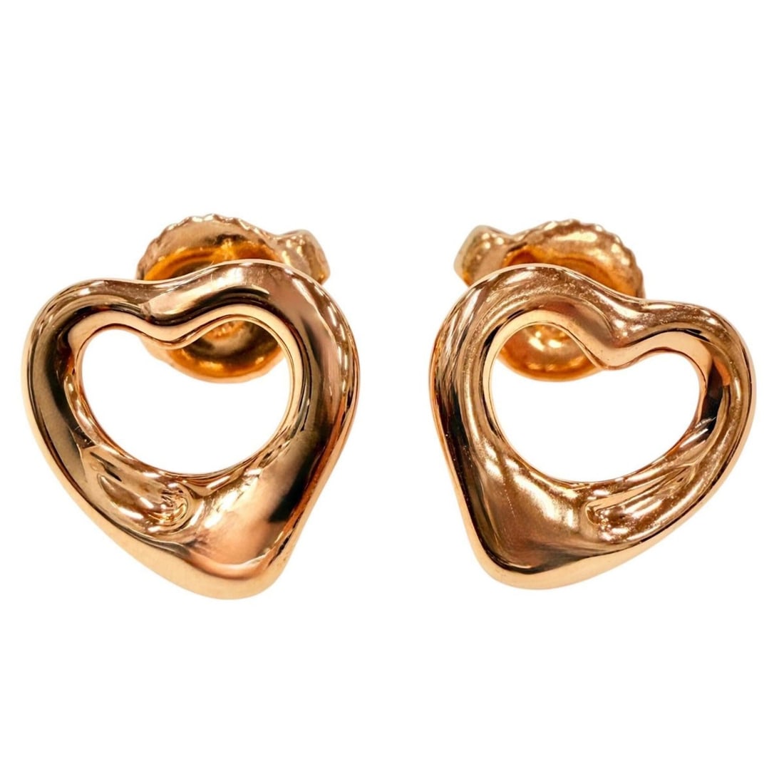 TIFFANY&Co. Tiffany Open Heart Stud Earrings AU750 (PG) Purchased April 2025 Pink Gold 11mm Made in (1 of 10)