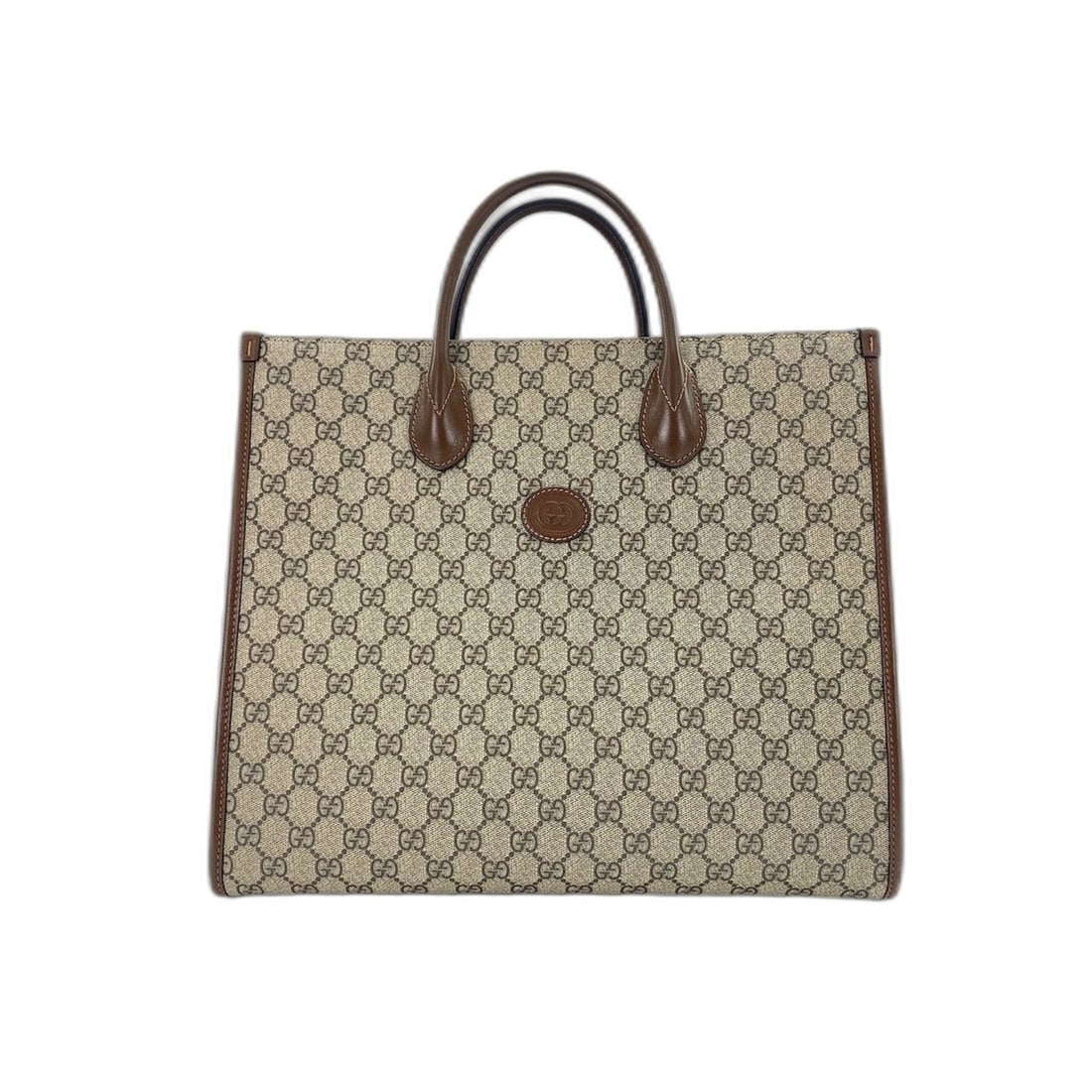 Gucci GG Supreme 2-Way Handbag, Brown: --- Catalog ---Category: SizeSize (HxWxD): 33cm x 37cm x 15cm / 12.99'' x 14.56'' x 5.9''Category: DesignType: HandbagColor: BrownGender: Men,WomenCategory: GeneralBrand: Gucci--- Item List ---Section