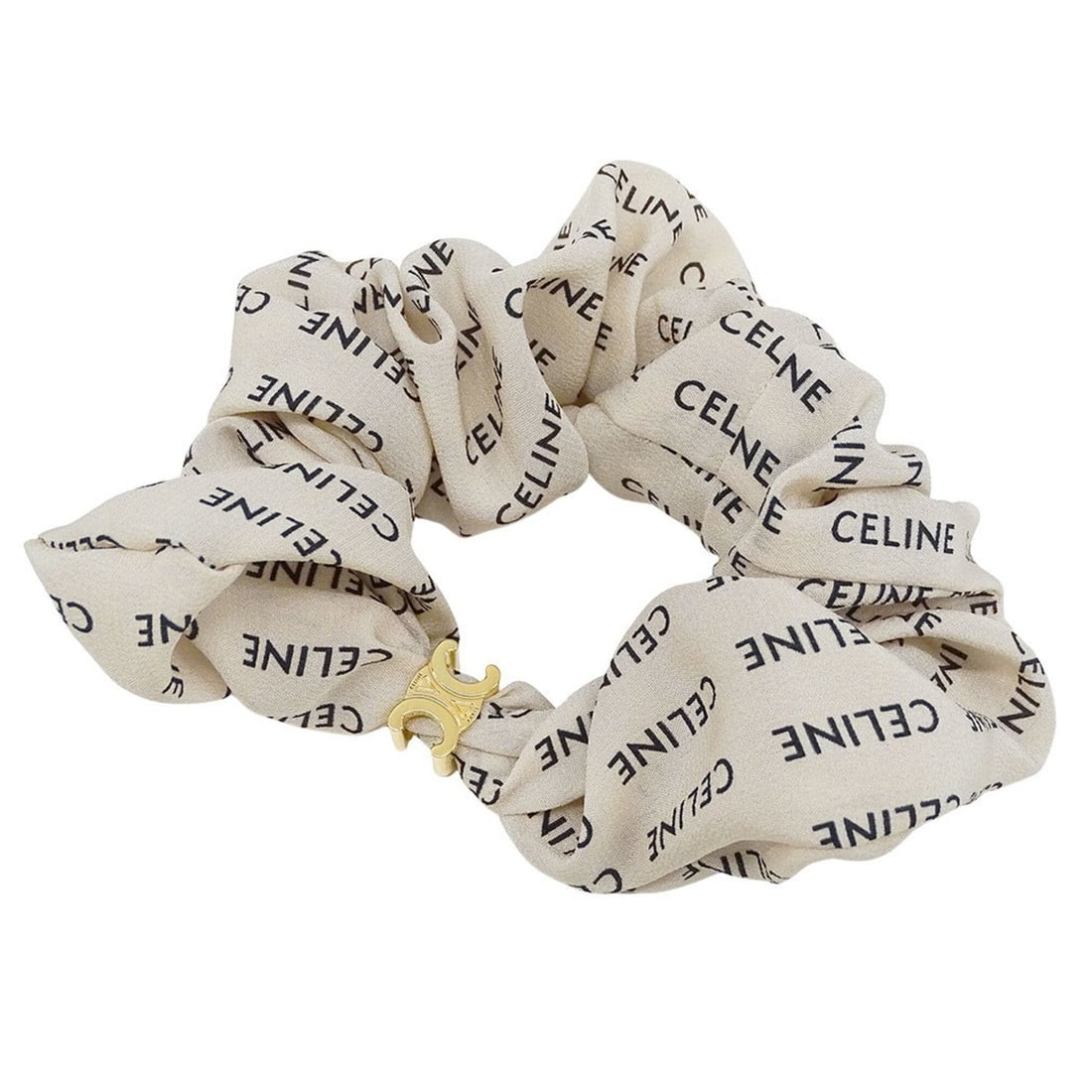 Celine CELINE Women's Accessories Brand Triomphe Silk Beige Scrunchie Hair Accessory: --- Catalog ---Category: DesignType: ScrunchieColor: BeigeGender: WomenMaterial: SilkCategory: GeneralBrand: CelineCountry of Origin: Italy--- Item List ---Section: ConditionRanking: Rank A Used - A f