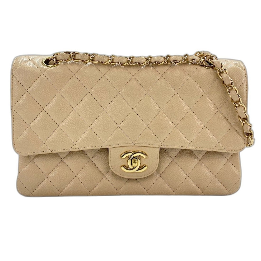 Chanel Matelassé 25 Shoulder Bag, Beige: --- Catalog ---Category: SizeSize (HxWxD): 16cm x 25cm x 6cm / 6.29'' x 9.84'' x 2.36''Strap Length: 53cm / 20.86''Category: DesignType: Shoulder bagColor: BeigeGender: WomenCategory: GeneralLine: Mat