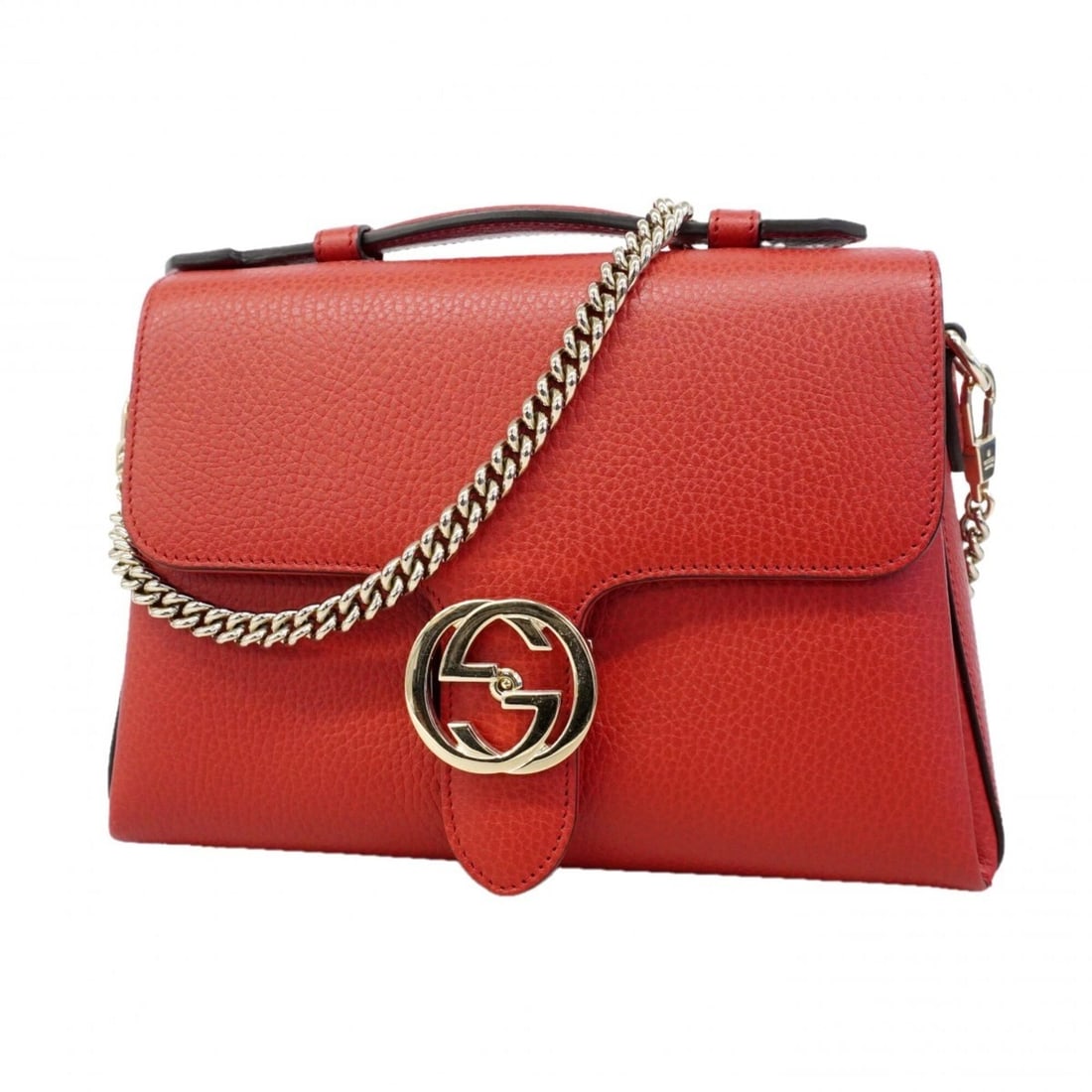 Gucci Interlocking G Handbag 510302 Leather Red Champagne 2-way Bag for Women P3252993: --- Catalog ---Category: SizeSize (HxWxD): 20cm x 26cm x 9cm / 7.87'' x 10.23'' x 3.54''Category: DesignType: HandbagColor: Red colorGender: WomenMaterial: Leather Hardware Color: Champagne goldCatego