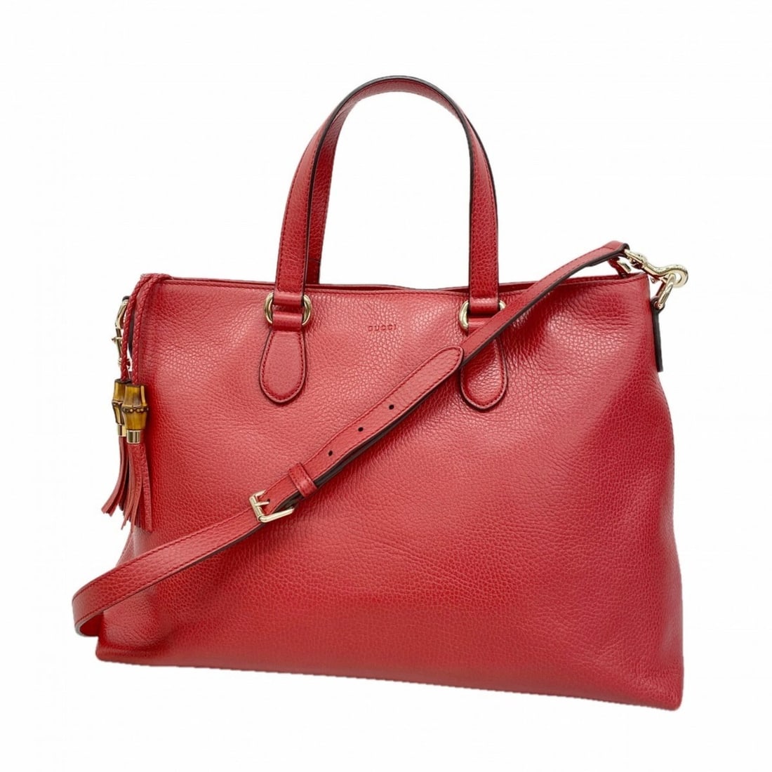 Gucci Bamboo Tote Bag 449643 Leather Red 2-way for Women: --- Catalog ---Category: SizeSize (HxWxD): 29.5cm x 39.5cm x 14.5cm / 11.61'' x 15.55'' x 5.7''Category: DesignType: Tote bagColor: Red colorGender: WomenMaterial: Leather Hardware Color: GoldCategory