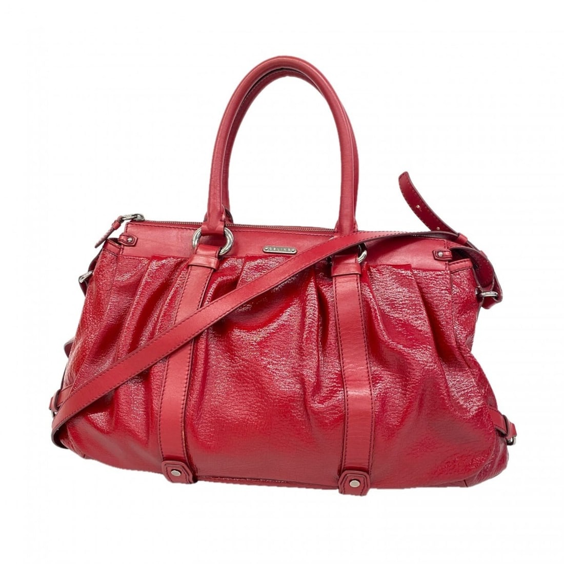 Celine handbag, enamel, red, 2-way bag for women: --- Catalog ---Category: SizeSize (HxWxD): 27cm x 41.5cm x 19cm / 10.62'' x 16.33'' x 7.48''Category: DesignType: HandbagColor: Red colorGender: WomenHardware Color: SilverCategory: GeneralBrand: Celi