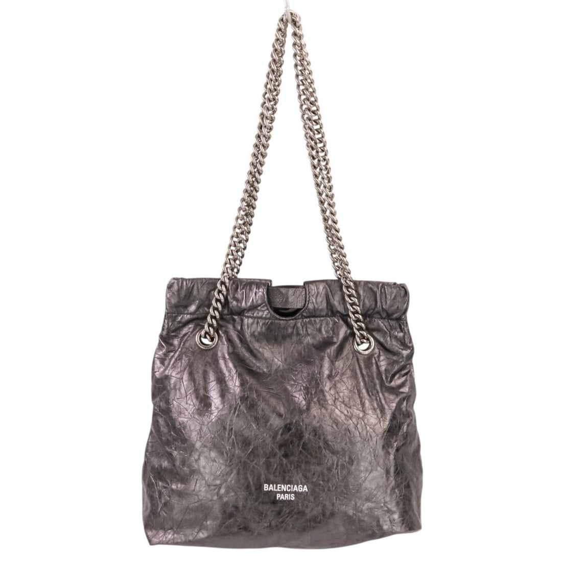 BALENCIAGA Crush Small Tote Chain Shoulder Bag 742942 Silver Color Women's: --- Catalog ---Category: SizeSize (HxWxD): 27cm x 25cm x 11cm / 10.62'' x 9.84'' x 4.33''Category: DesignType: Shoulder bagColor: SilverGender: WomenCategory: GeneralBrand: Balenciaga--- Item List ---