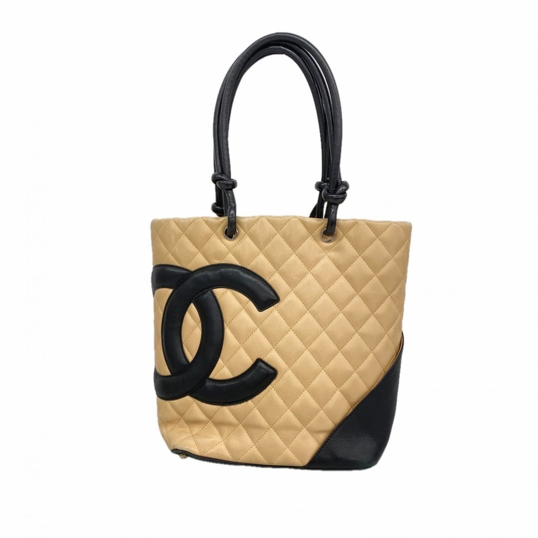 Chanel Cambon Lambskin Tote Bag, Brown & Black, Women's: --- Catalog ---Category: SizeSize (HxWxD): 24cm x 20cm x 11.5cm / 9.44'' x 7.87'' x 4.52''Category: DesignType: Tote bagColor: Black, BrownGender: WomenMaterial: Leather Hardware Color: SilverLeather/